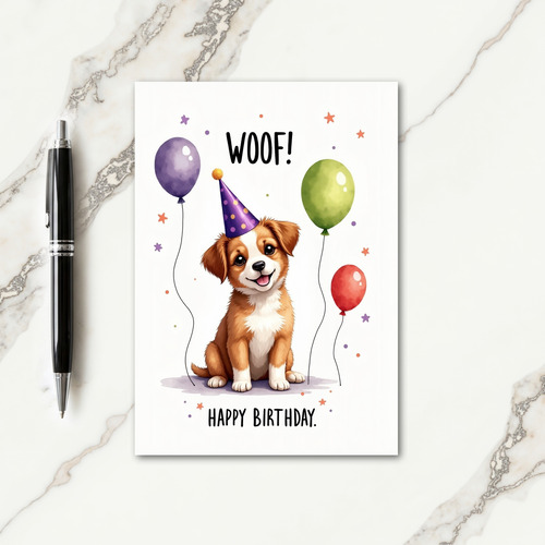 Party Hat Pup Birthday Card