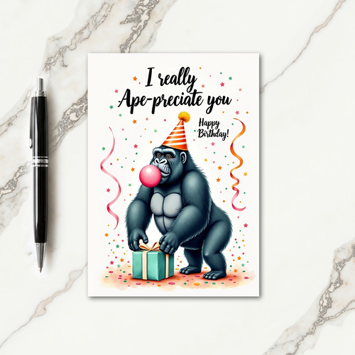 Party Hat Simian Birthday Card