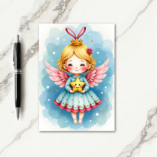 Pastel Angel Christmas Card thumbnail