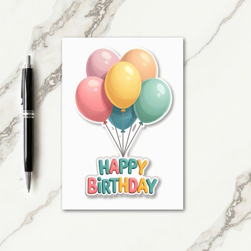 Pastel Balloons Birthday Card
