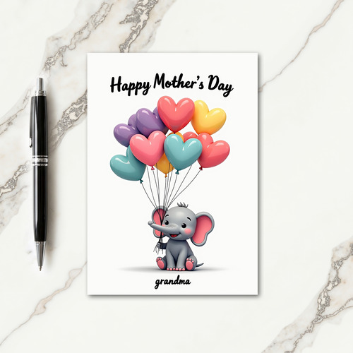 Pastel Balloons Elephant Card