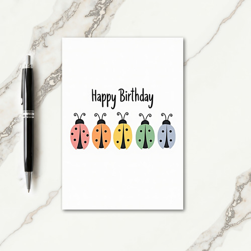 Pastel Beetle Birthday Card