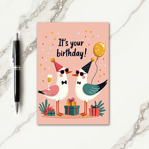 Pastel Bird Birthday Card