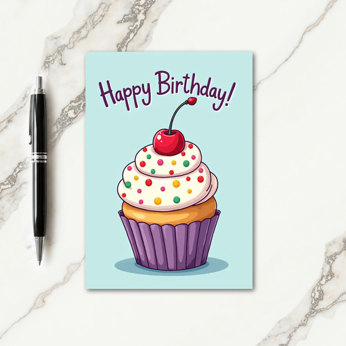 Pastel Birthday Cupcake Card