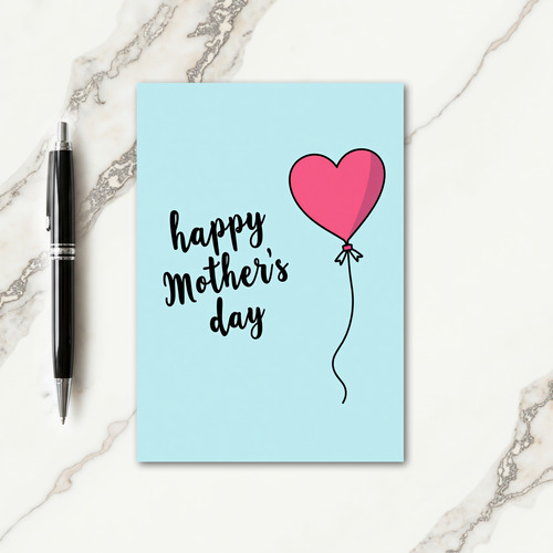 Pastel Blue Heart Balloon Card