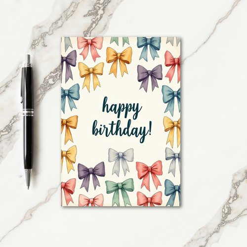 Pastel Bow Birthday Card