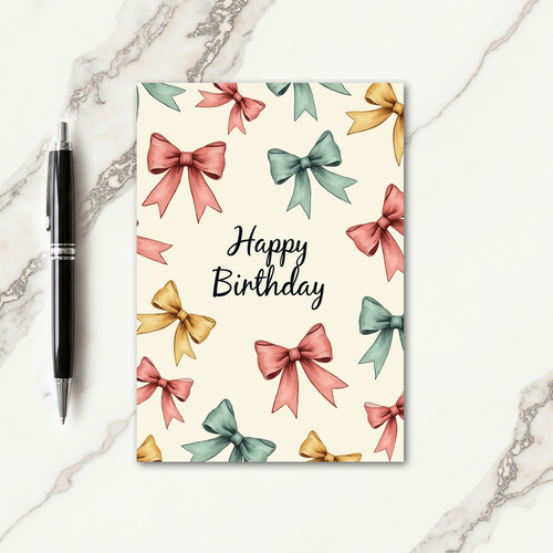 Pastel Bows Birthday Card