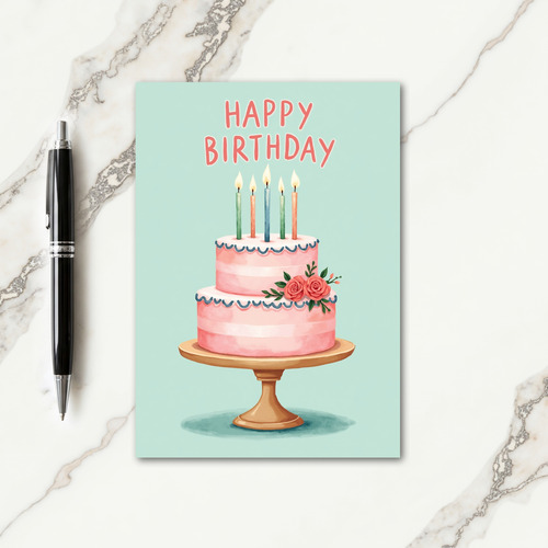 Pastel Cake Birthday Card