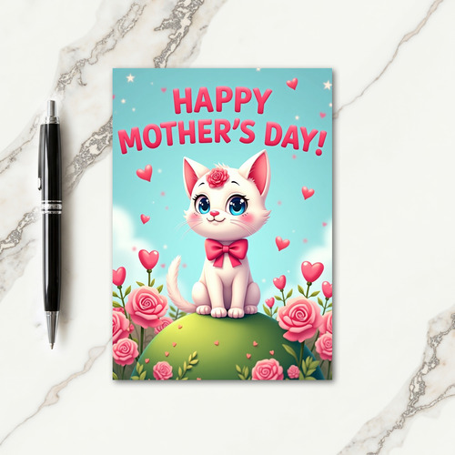 Pastel Cat Happy Mothers Day Card