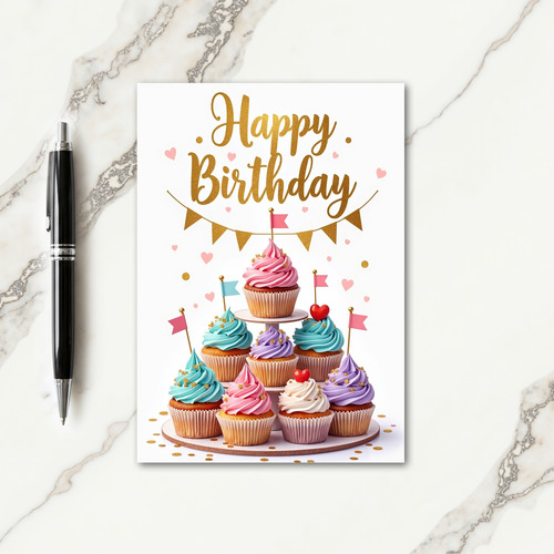 Pastel Cupcake Birthday Card