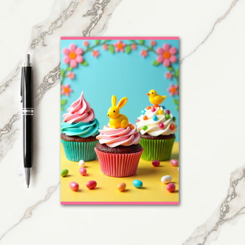 Pastel Cupcake Party Scene Card