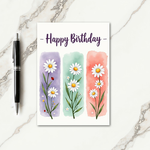 Pastel Daisy Birthday Card