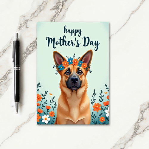 Pastel Dog Floral Crown Card