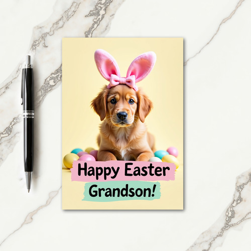 Pastel Easter Pup Grandson Card