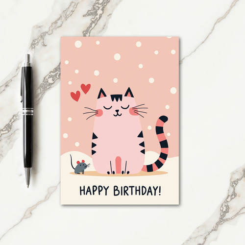 Pastel Feline Birthday Card