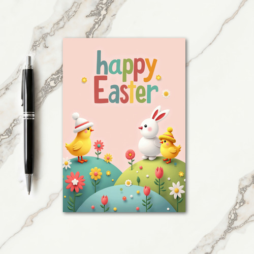 Pastel Friends Easter Time Card