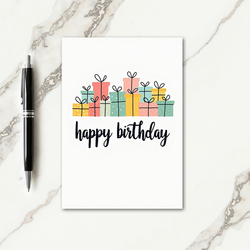 Pastel Gift Stack Birthday Card