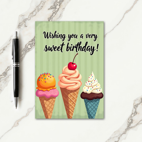 Pastel Ice Cream Birthday Card