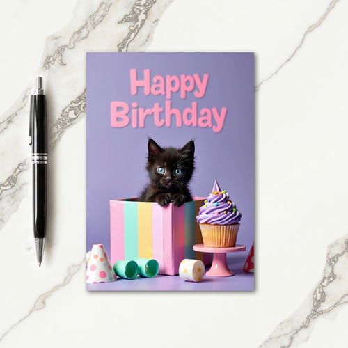 Pastel Kitten Birthday Card