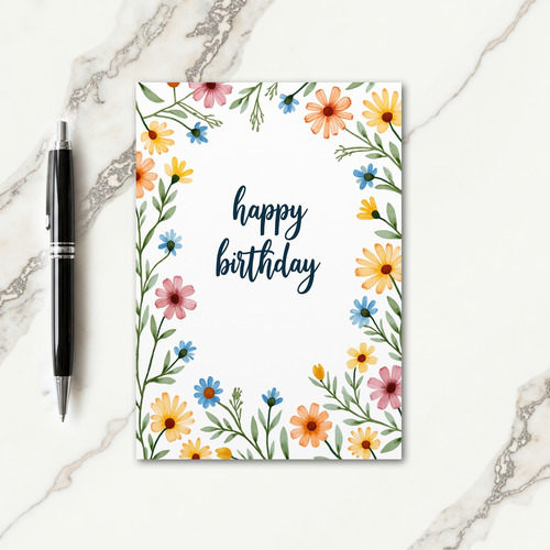 Pastel Leafy Birthday Card