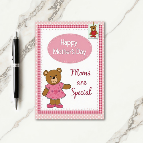 Pastel Pink Bear Love Card