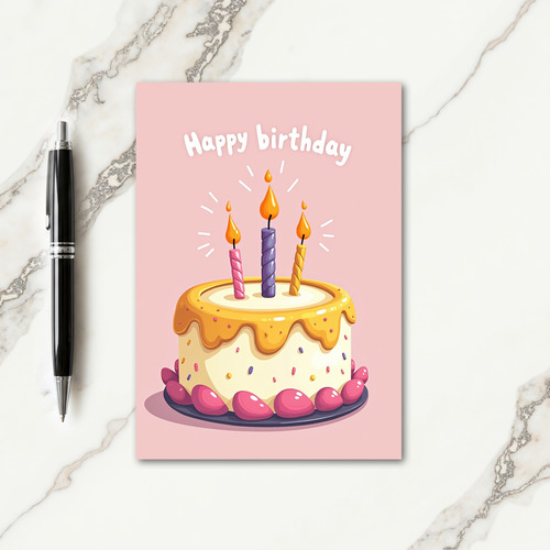 Pastel Pink Birthday Card