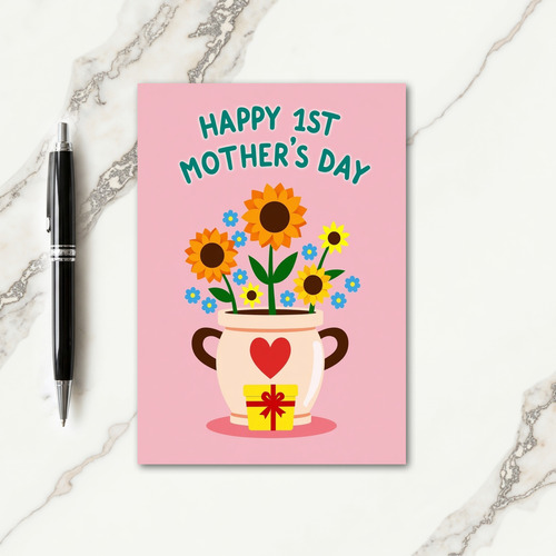 Pastel Pink Flower Pot Card