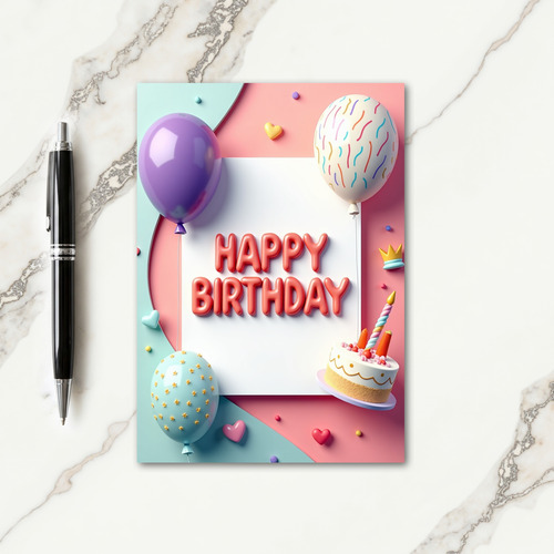 Pastel Pink Mint Birthday Card