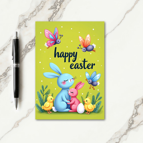 Pastel Rabbit Hugs Spring Card