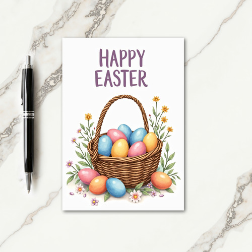 Pastel Spring Eggs Basket Card