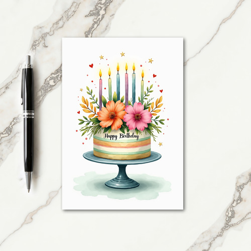 Pastel Stripe Birthday Card