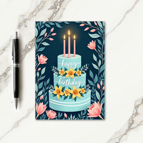 Pastel Tiered Cake Birthday Card