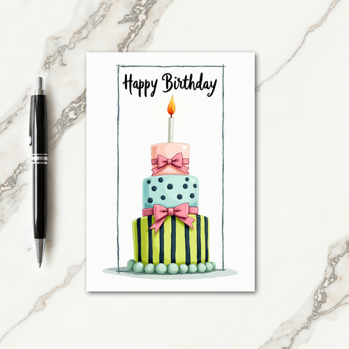 Pastel Tiered Cake Card