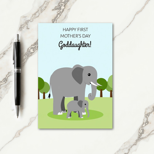 Pastel Trees Elephant Card