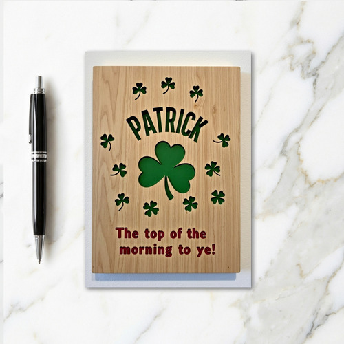 Patrick Shamrock Wooden Card