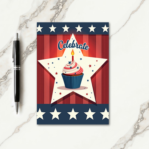 Patriotic Cupcake Birthday Card