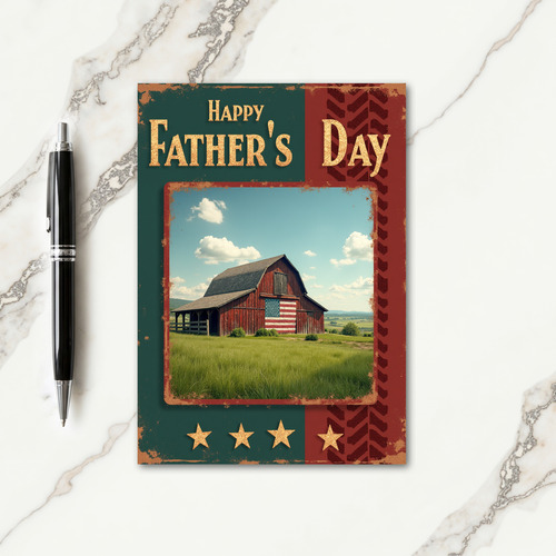 Patriotic Fathers Day Barn Card
