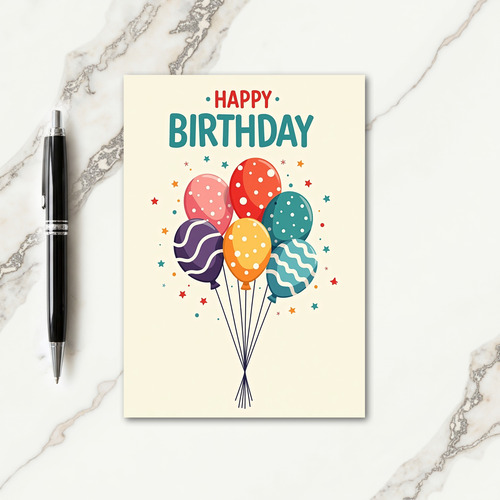 Patterned Balloons Birthday Card