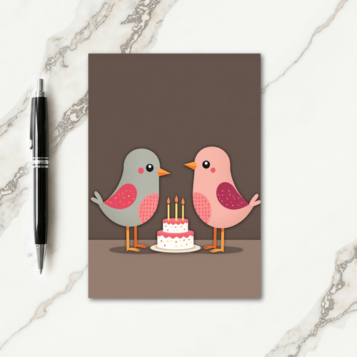 Patterned Birds Birthday Card