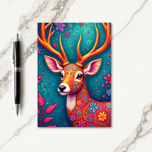 Patterned Stag Christmas Card