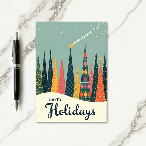 Patterned Trees Holiday Card
