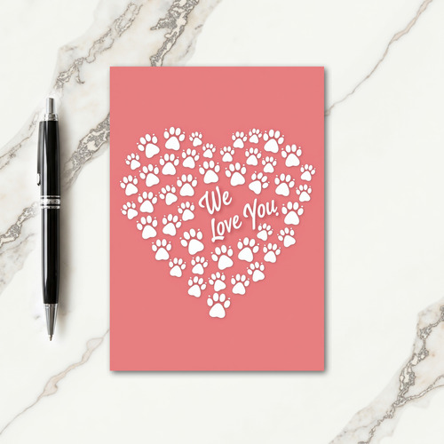 Paw Print Heart Mothers Day Card