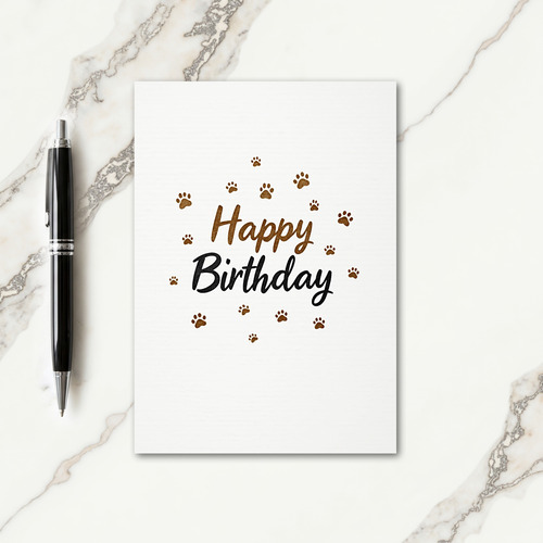 Paw Print Script Birthday Card