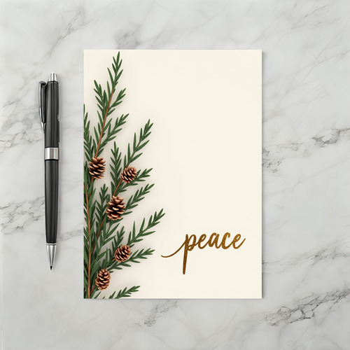Peace Gold Glitter Pinecone Card