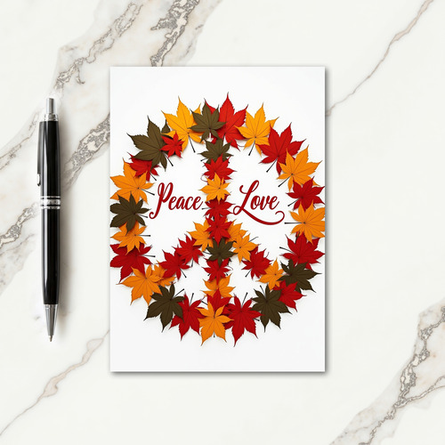 Peace Love Autumn Leaves Card
