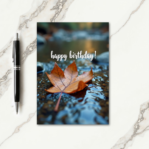 Peaceful Autumn Leaf Birthday Card