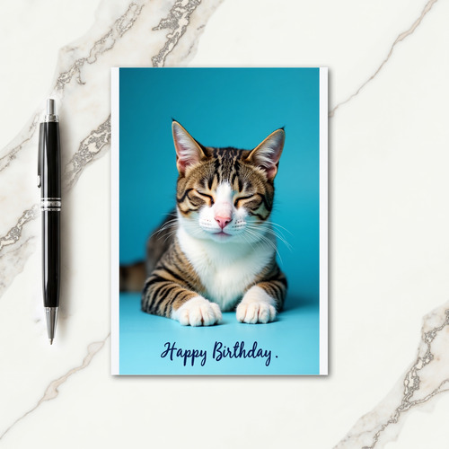 Peaceful Birthday Feline Portrait Card