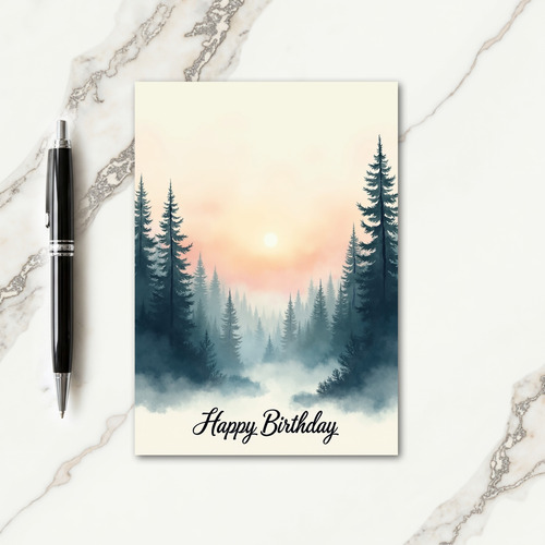 Peaceful Birthday Forest Mist Card