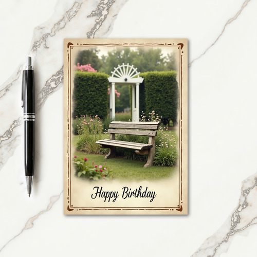 Peaceful Birthday Garden Bench Card
