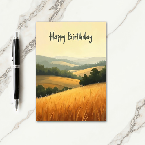 Peaceful Birthday Golden Fields Card